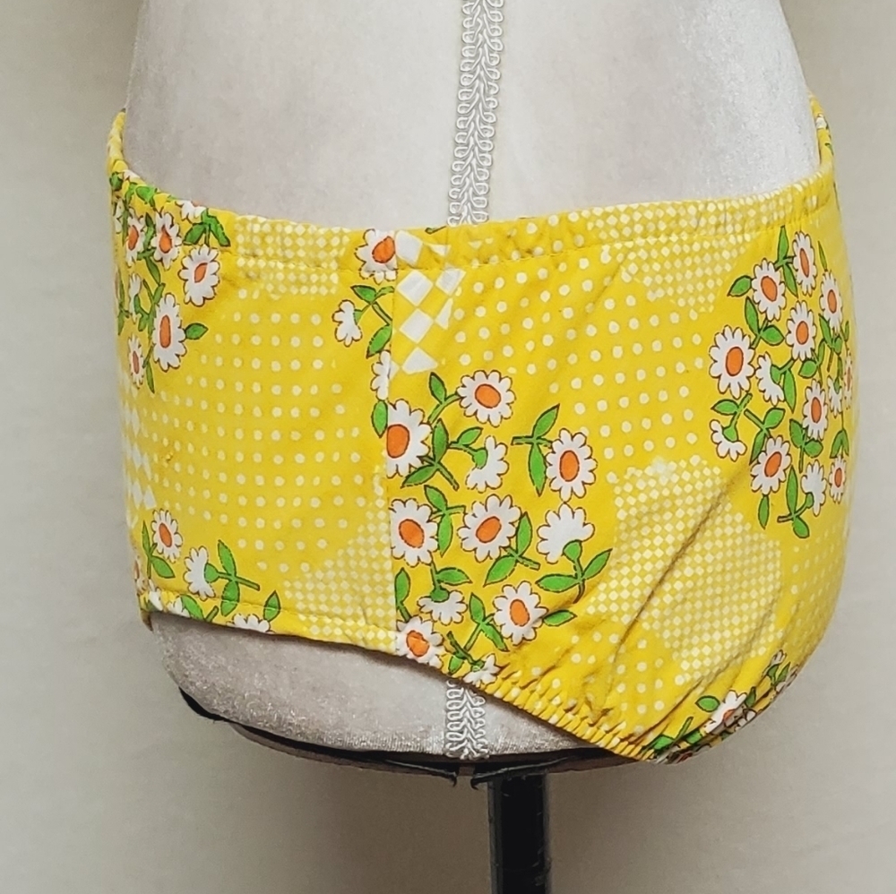 Rare Vintage 1960s Sears JR Bazaar Mod Yellow Checkered Daisy Full Apron Bikini - Picture 14 of 16